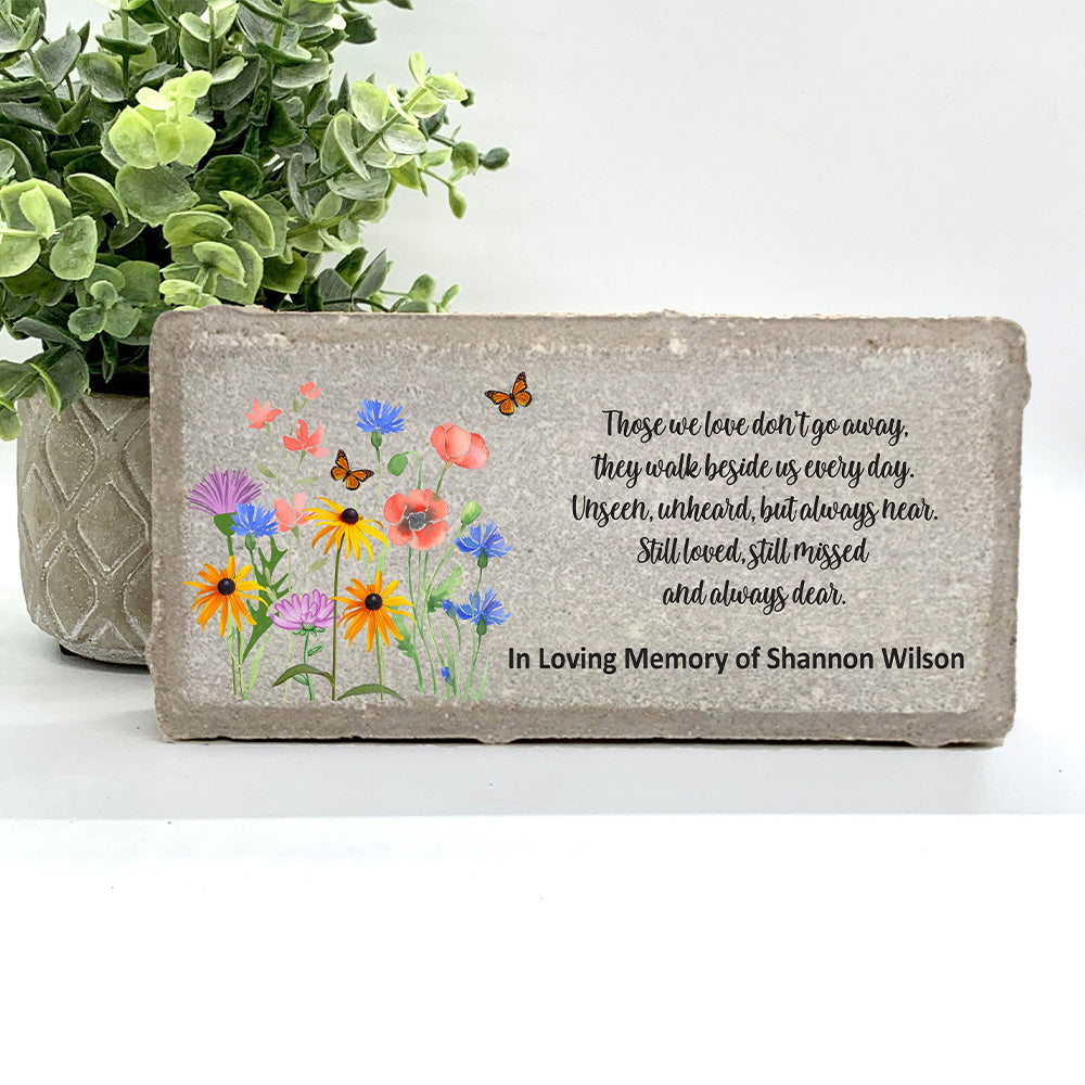 Personalized Wild Flowers Memorial Gift with a variety of indoor and outdoor stone choices at www.florida-funshine.com. Our Personalized Family And Friends Memorial Stones serve as heartfelt sympathy gifts for those grieving the loss of a loved one, ensuring a lasting tribute cherished for years. Enjoy free personalization, quick shipping in 1-2 business days, and quality crafted memorials made in the USA.