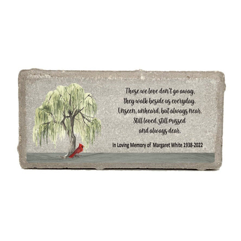 Personalized Willow Tree and Cardinal  Memorial Gift with a variety of indoor and outdoor stone choices at www.florida-funshine.com. Our Personalized Family And Friends Memorial Stones serve as heartfelt sympathy gifts for those grieving the loss of a loved one, ensuring a lasting tribute cherished for years. Enjoy free personalization, quick shipping in 1-2 business days, and quality crafted memorials made in the USA.