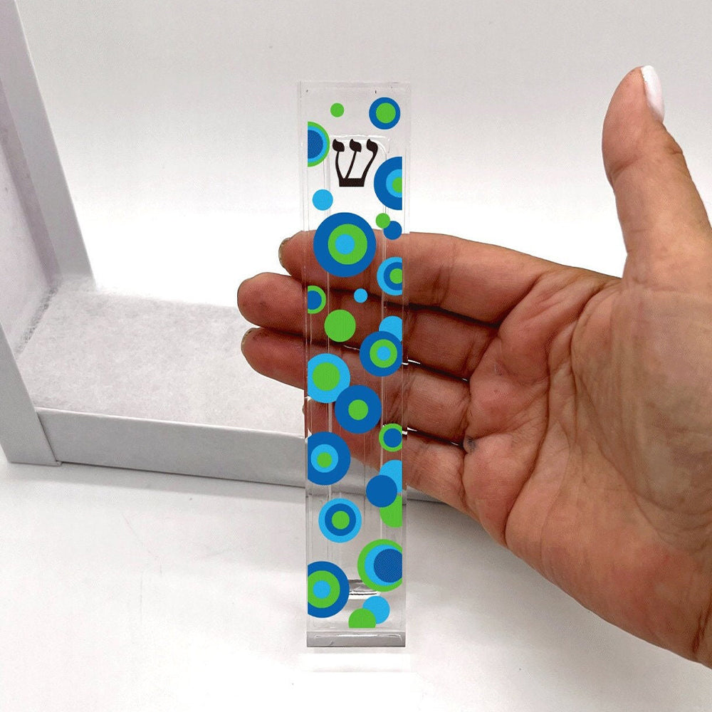 Mezuzah - Blue and Green Dotted Pattern Mezuzah