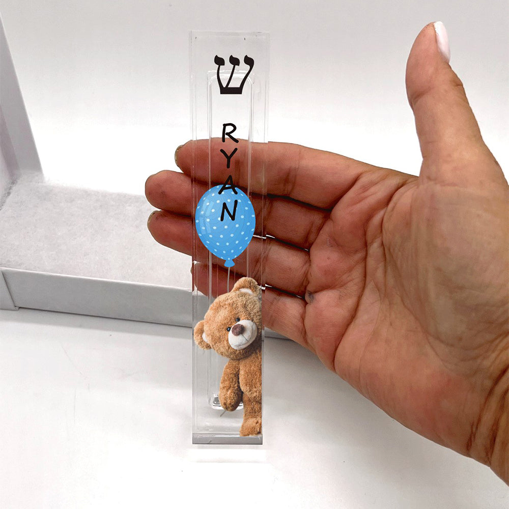 Personalized Mezuzah -Teddy Bear with Balloon