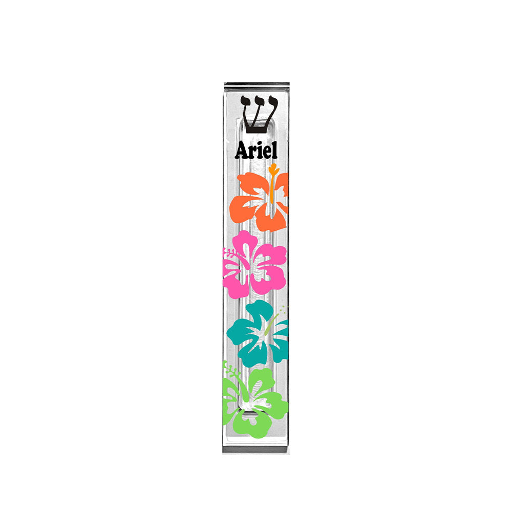 Hibiscus Flower Mezuzah - With or without name