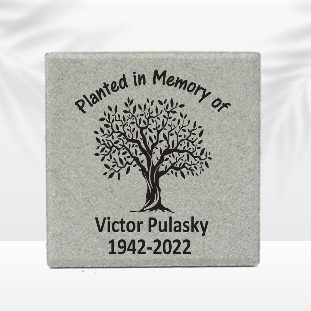Planted in Memory of - Memorial Stone- Concrete Paver Memorial Marker - 12" x 12"  Personalized Tree Memorial Plaque - Custom Memorial Stone