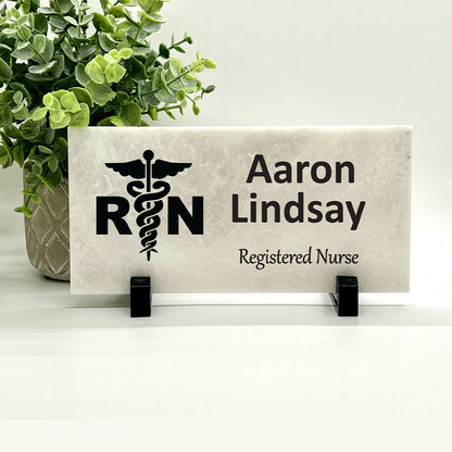 Registered Nurse Desk Sign -Registered Nurse Marble Name Plate