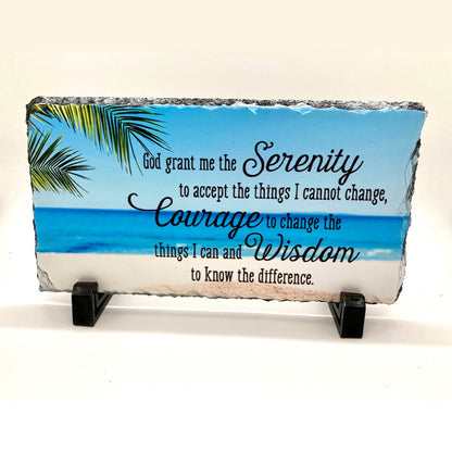 Serenity Prayer Stone - beach background