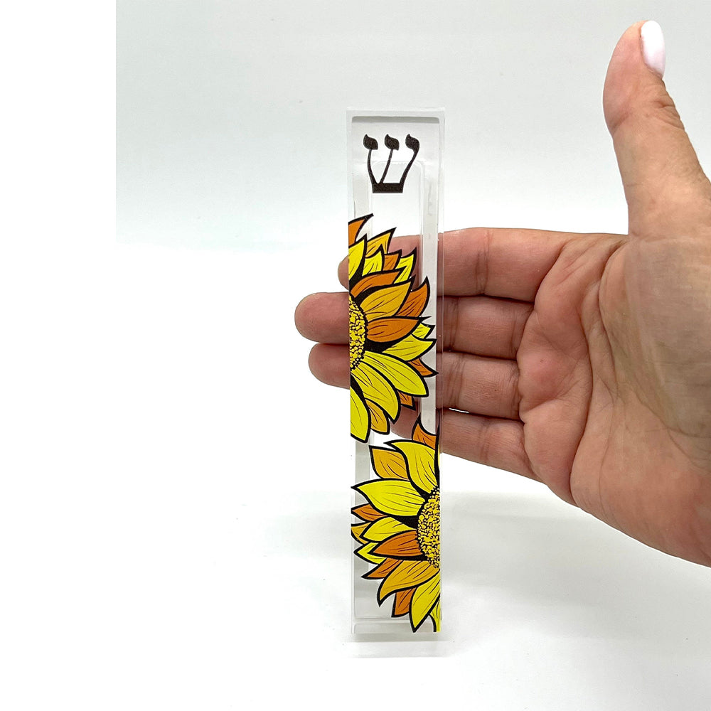 Sunflower Mezuzah - Acrylic Mezuzah