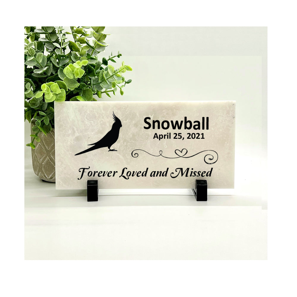 Cockatiel Memorial Stone - Forever Loved and Missed