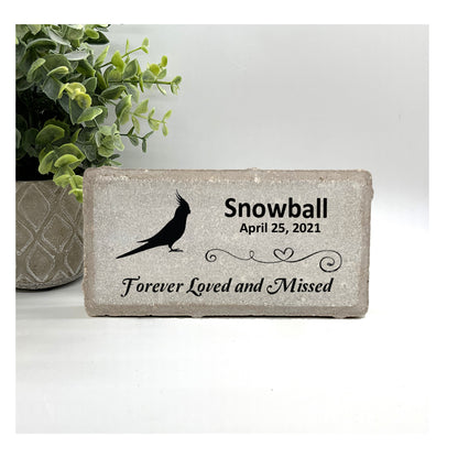 Cockatiel Memorial Stone - Forever Loved and Missed