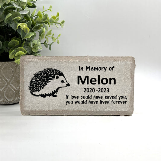 Hedgehog Memorial Stone - Personalized Pet Keepsake - Loss of Hedgehog Sympathy Gift - Choice of Marble, Concrete, or Slate Stone