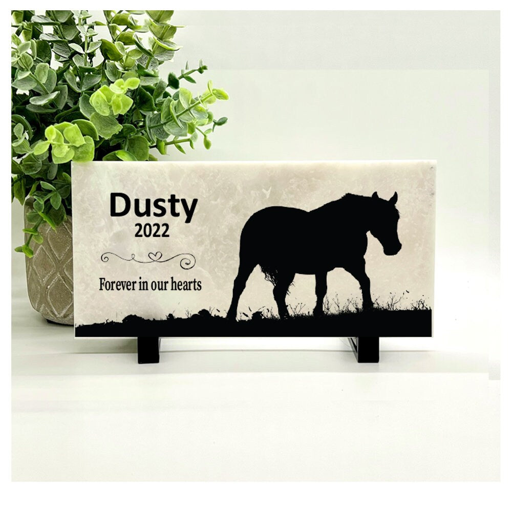 Horse Memorial Stone - Personalized Horse Memorial Gift - Forever in our Hearts