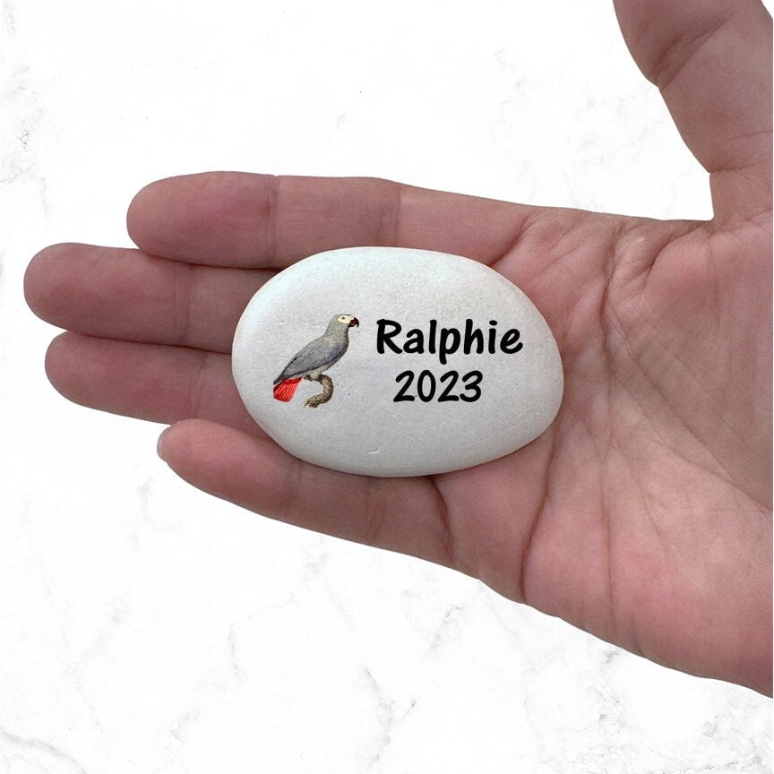 African Grey Memorial Stone- Personalized Pet Keepsake- Pet Loss Gift - Custom African Grey Sympathy Gift - Bird Memorial Gift - MemorialGiftsandmore - Memorial Stones - Pets