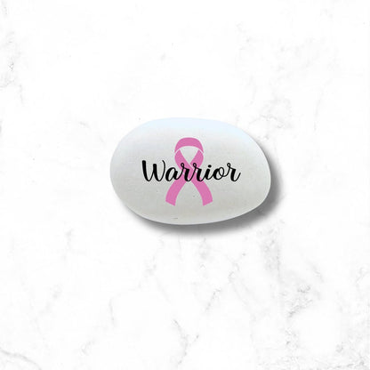 Warrior Stone - Cancer Warrior Gift - Warrior handcrafted stone - Pink Cancer Ribbon - Breast Cancer Warrior - Warrior- Choice of stone size