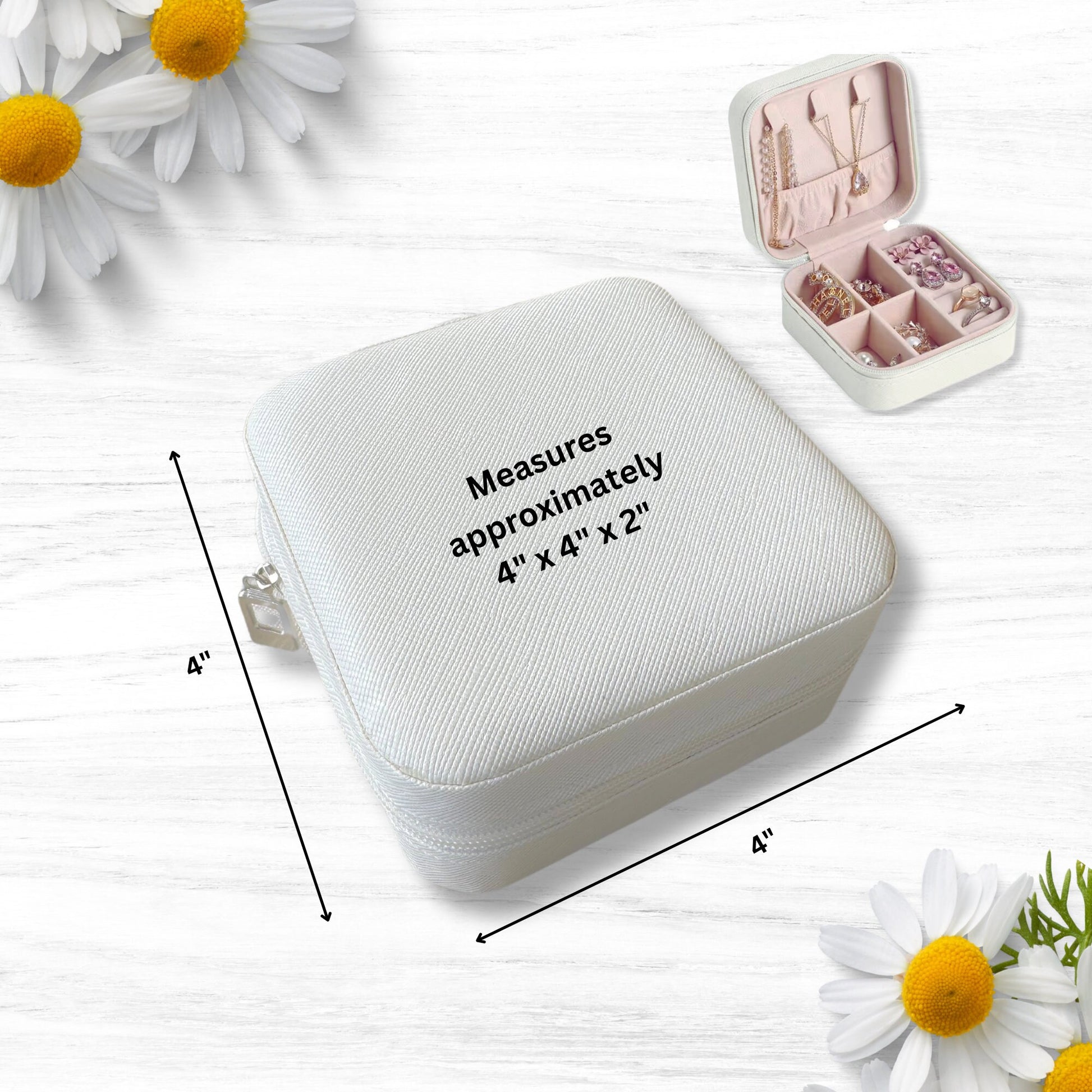 Personalized Travel Jewelry Case, Custom Printed Jewelry Box with Name and Tulip Flowers, Bridesmaids Proposal Gift, Traveler gift