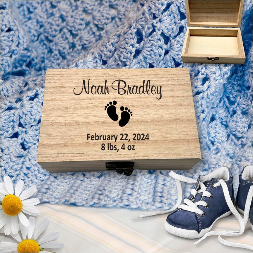 Personalized Baby Keepsake Box, Printed Memory Box for Kids, Nursery Decor, New Baby Gift For Newborn, Unique Baby Memory Box, Baptism