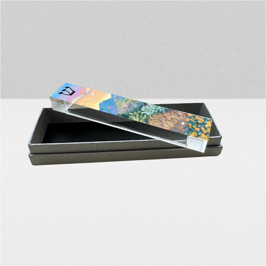 Mezuzah - Landscape Scene Mezuzah - With or without Name - Acrylic Mezuzah -Judaica Gift - Personalized Mezuzah Case