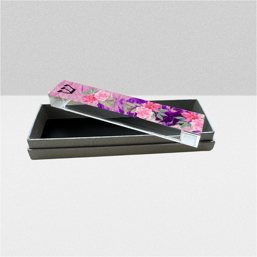 Mezuzah - Flower Mezuzah - With or without Name - Acrylic Mezuzah - Modern Mezuzah - Personalized Mezuzah - Floral Mezuzah Case