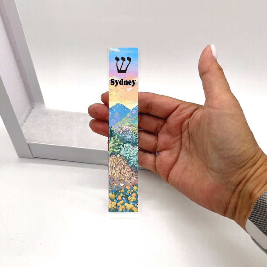 Mezuzah - Landscape Scene Mezuzah - With or without Name - Acrylic Mezuzah -Judaica Gift - Personalized Mezuzah Case