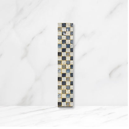 Mezuzah - Checkerboard Mezuzah - Neutral Colors - Acrylic Mezuzah - Modern Mezuzah - Personalized Judaica Gift