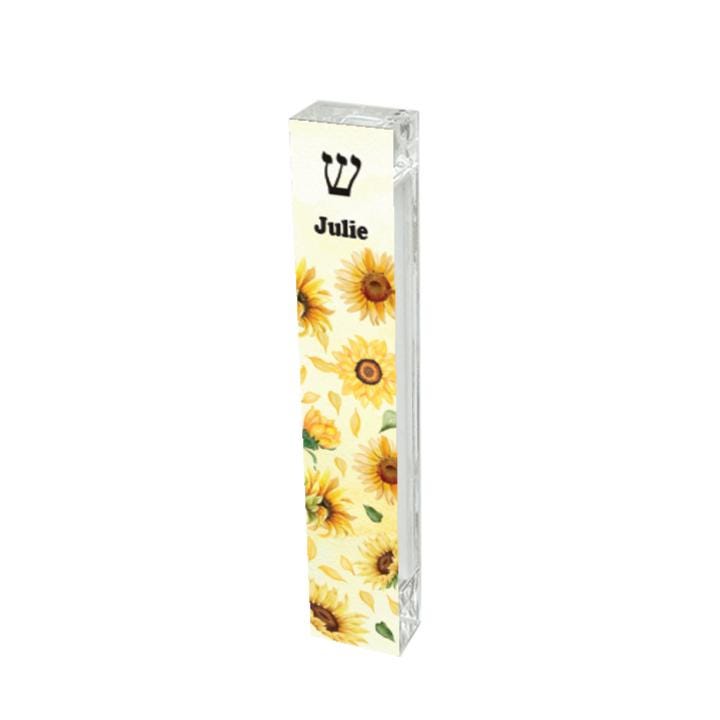 Mezuzah - Sunflower Mezuzah - Acrylic Mezuzah - Modern Mezuzah -Personalized Judaica Gift - New Baby Gift - Kids Mezuzah - New Home Gift