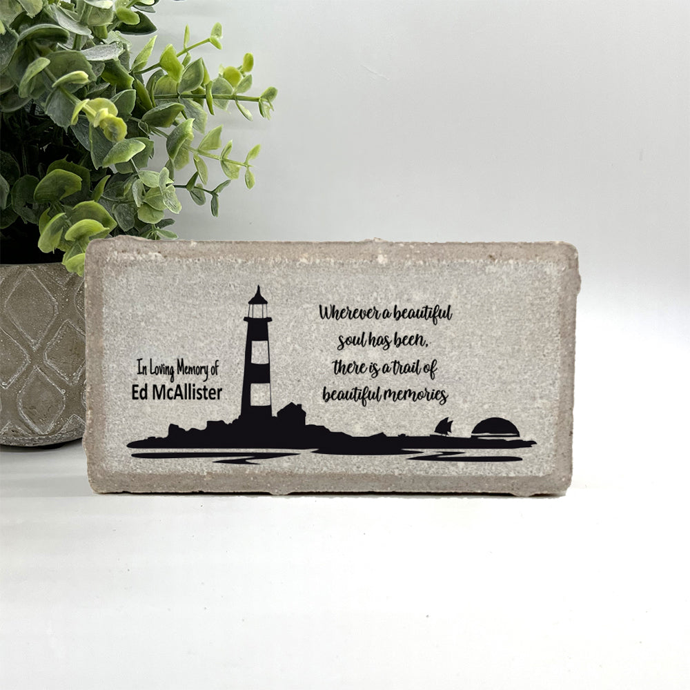 Personalized Lighthouse Memorial Gift with a variety of indoor and outdoor stone choices at www.florida-funshine.com. Our Personalized Family And Friends Memorial Stones serve as heartfelt sympathy gifts for those grieving the loss of a loved one, ensuring a lasting tribute cherished for years. Enjoy free personalization, quick shipping in 1-2 business days, and quality crafted memorials made in the USA.