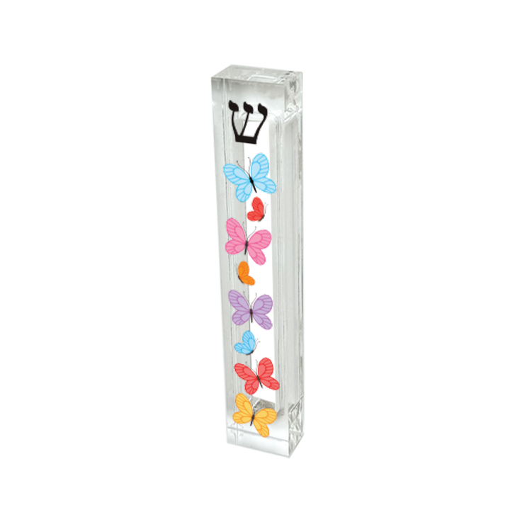 Butterfly Mezuzah - Acrylic Mezuzah - with or without name