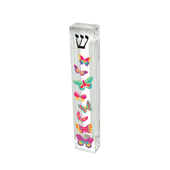 Butterfly Mezuzah - Acrylic Mezuzah - with or without name