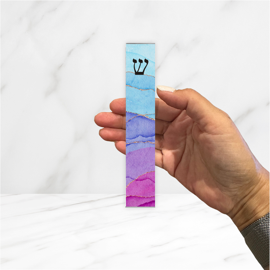 Watercolor Look Personalized Mezuzah - With or without name