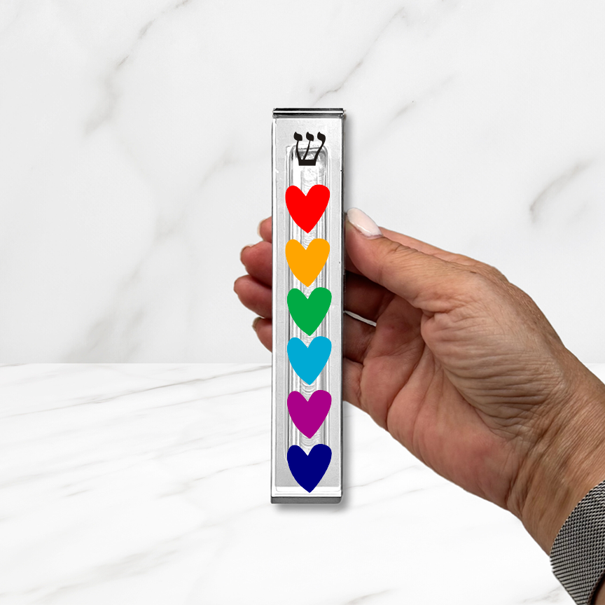 Heart Mezuzah - Colorful hearts Mezuzah - With or without name