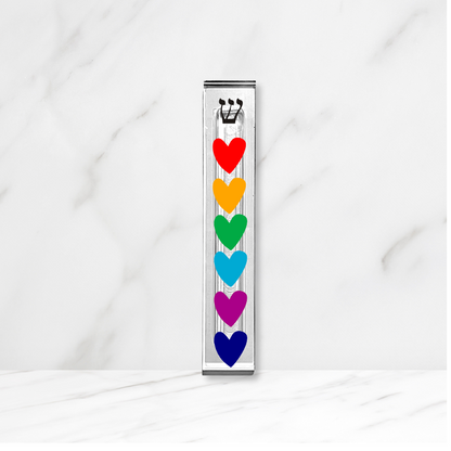 Heart Mezuzah - Colorful hearts Mezuzah - With or without name