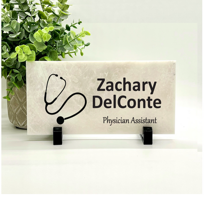 Physician Assistant Desk Name Plate - marble