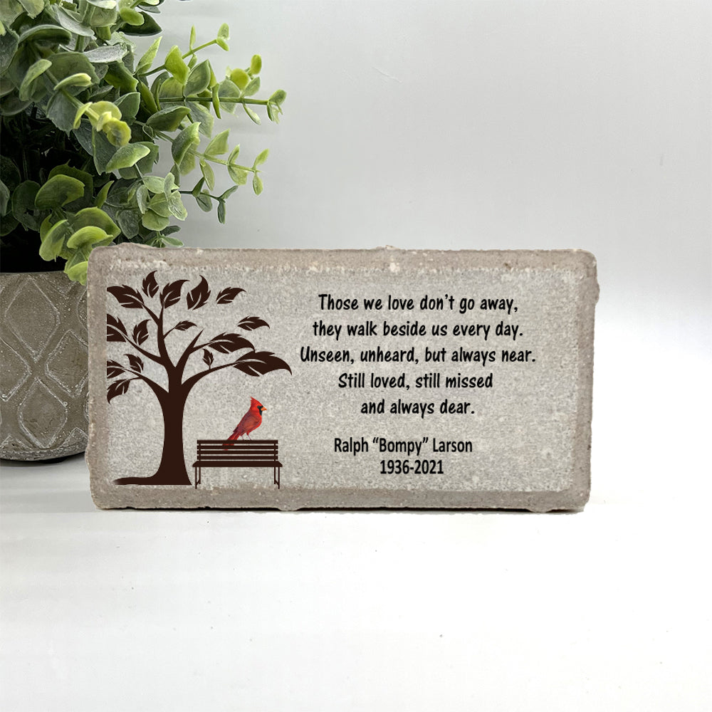 Personalized Empty Bench with Cardinal Memorial Gift with a variety of indoor and outdoor stone choices at www.florida-funshine.com. Our Personalized Family And Friends Memorial Stones serve as heartfelt sympathy gifts for those grieving the loss of a loved one, ensuring a lasting tribute cherished for years. Enjoy free personalization, quick shipping in 1-2 business days, and quality crafted memorials made in the USA.