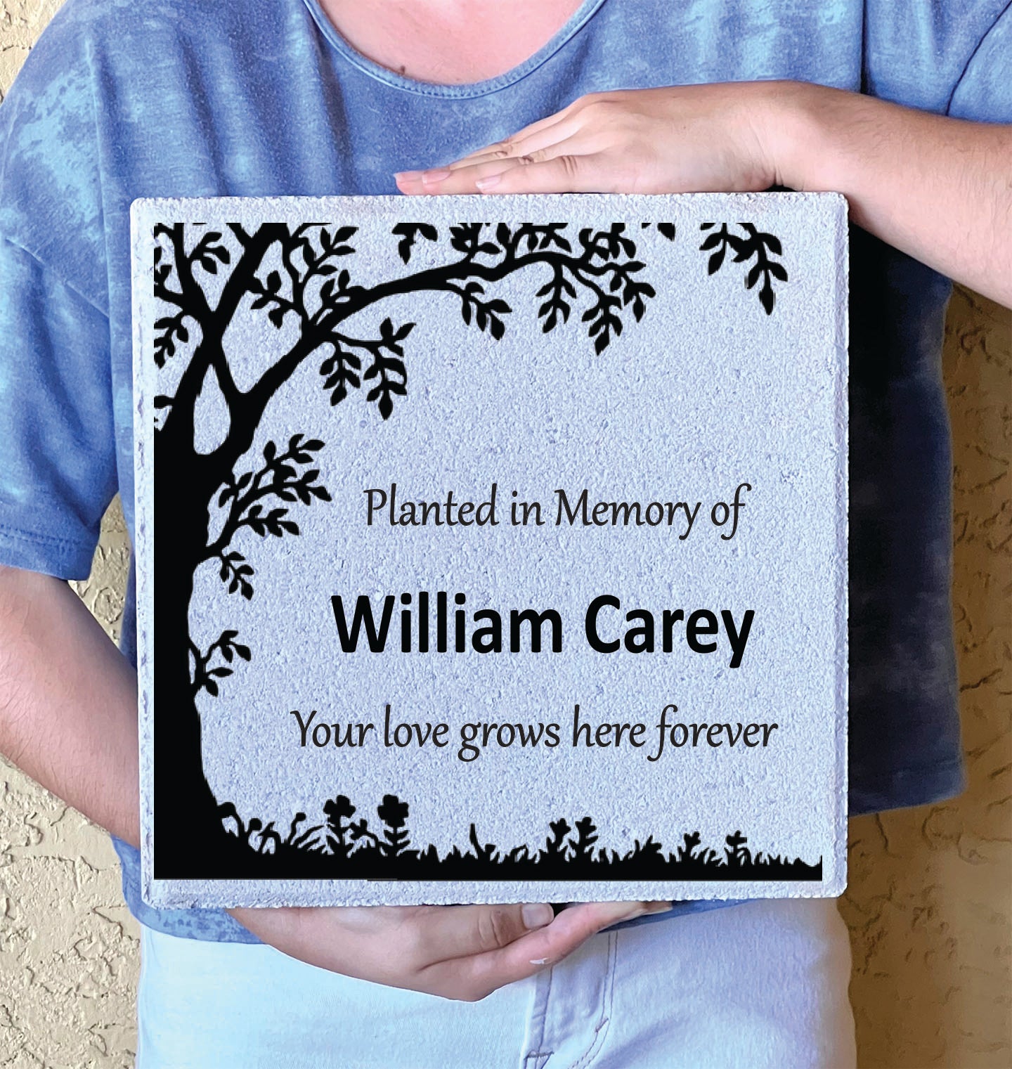 Personalized Memorial Garden Stone - 12" x 12" - Planted in Memory of
