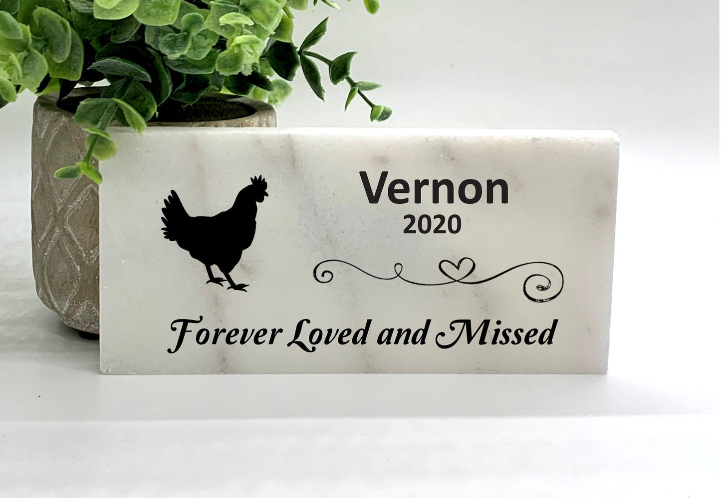 Chicken Memorial Stone - "Forever Loved and Missed"