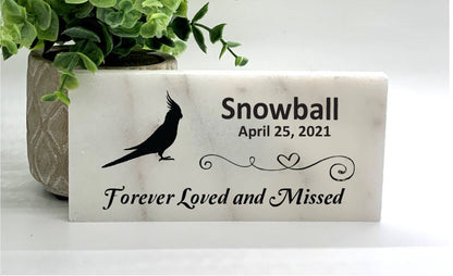 Cockatiel Memorial Stone - Forever Loved and Missed