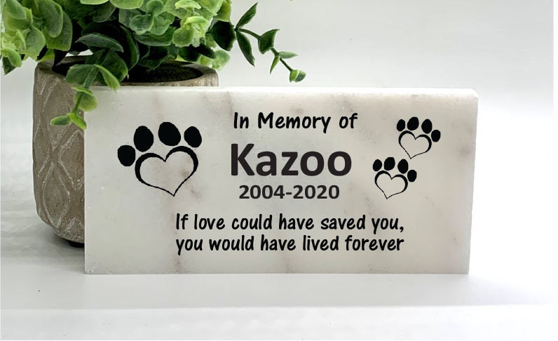 Pet Memorial Stone - Heart Paw Prints - If love could have saved you....