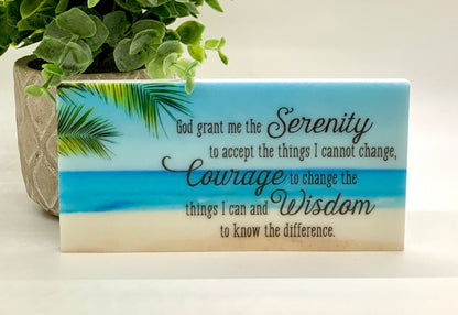 Serenity Prayer Stone - beach background