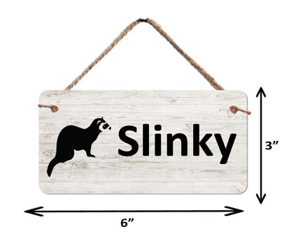 3" x 6" Ferret Cage Name Plate - Aluminum Sign for Ferret Cage -Personalized for your Ferret - background, font & wording choice