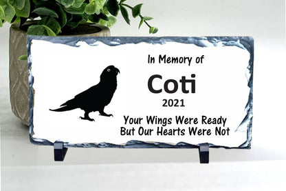 Sun Conure Memorial Stone- Your Wings We Ready But Our Hearts Were Not