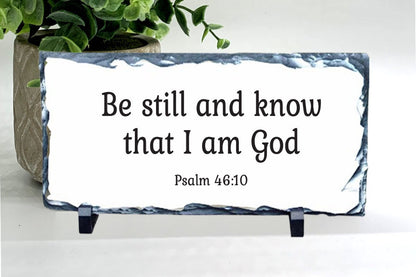 Psalm 46:10 Stone. Be Still and Know That I am God. Christian Art Scripture