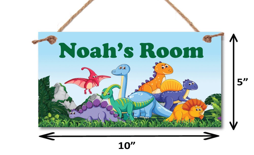 Personalized Name Sign - 5" x 10" Door Sign- Dinosaur Name Sign - Dinosaur Room Decor -Room Sign -Custom Name Sign - Kids Room Sign