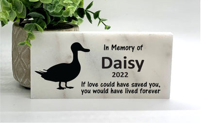 Duck Memorial Stone - Personalized Pet Keepsake - Loss of Duck - Duck Sympathy Gift - Pet Loss Gifts - Custom Duck Memorial