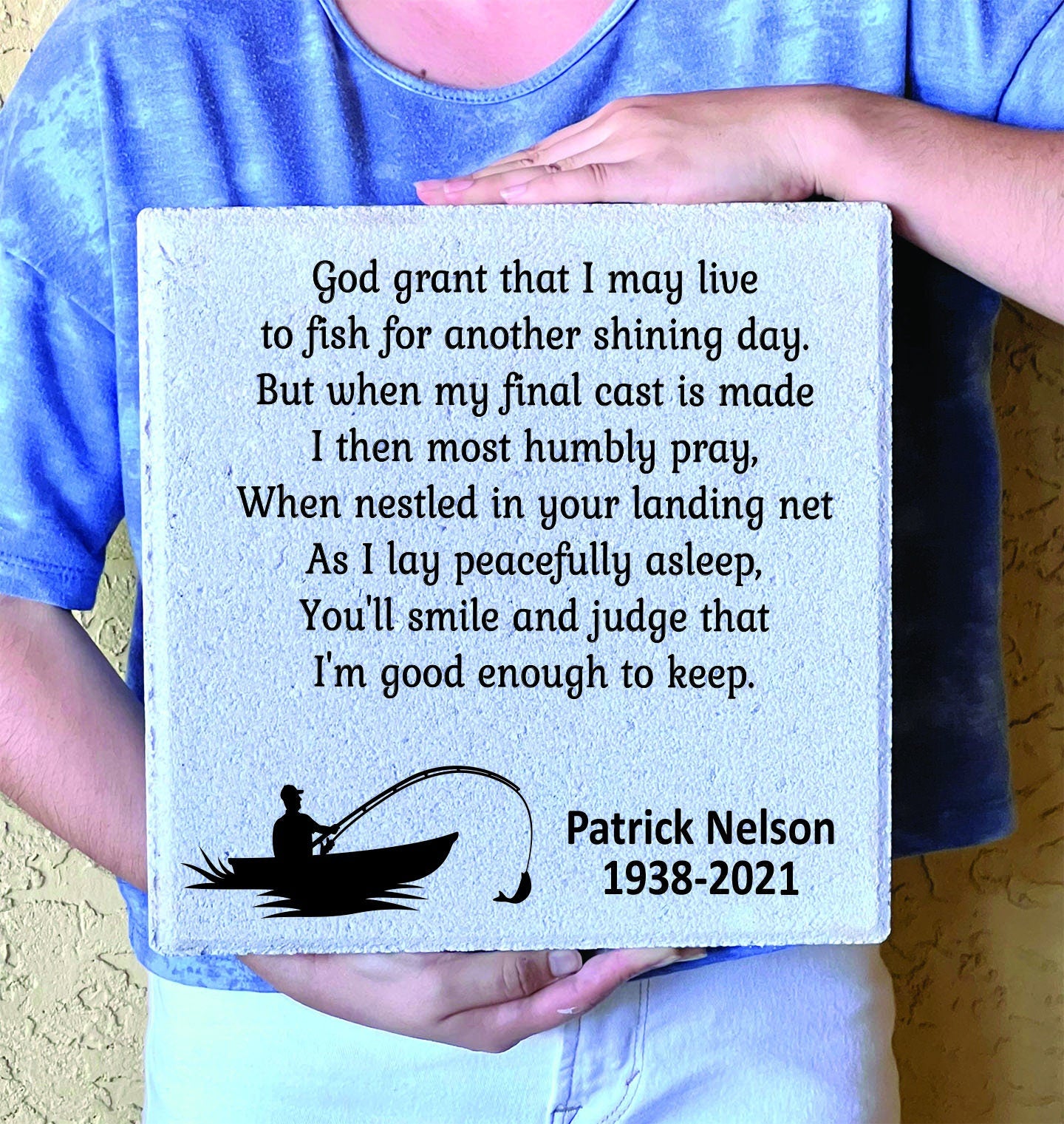 Fisherman Memorial Stone - Personalized Sympathy Gift for Family