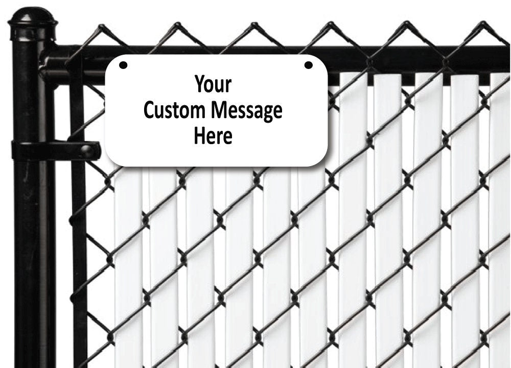 Custom fence sign - 5" x 10" Personalized Sign for fence gate - PVC- Hang from 2 pre-drilled holes - Choice of Wording and Font