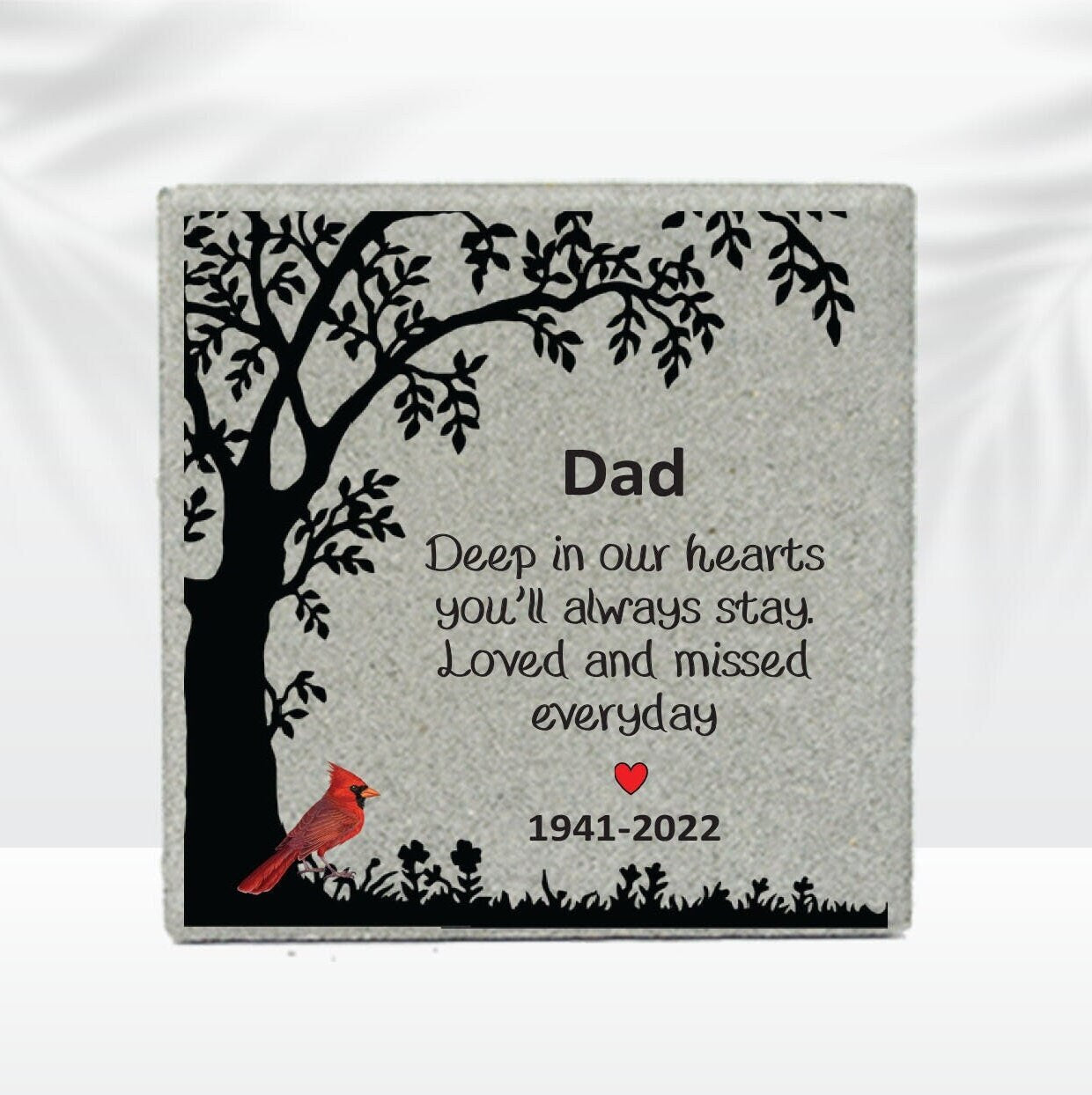 Memorial Stone - Sympathy Gift  Bereavement Gift  Funeral Gift - Cardinal Memorial - Condolence Gift - Custom Memorial Gift - Tree Cardinal