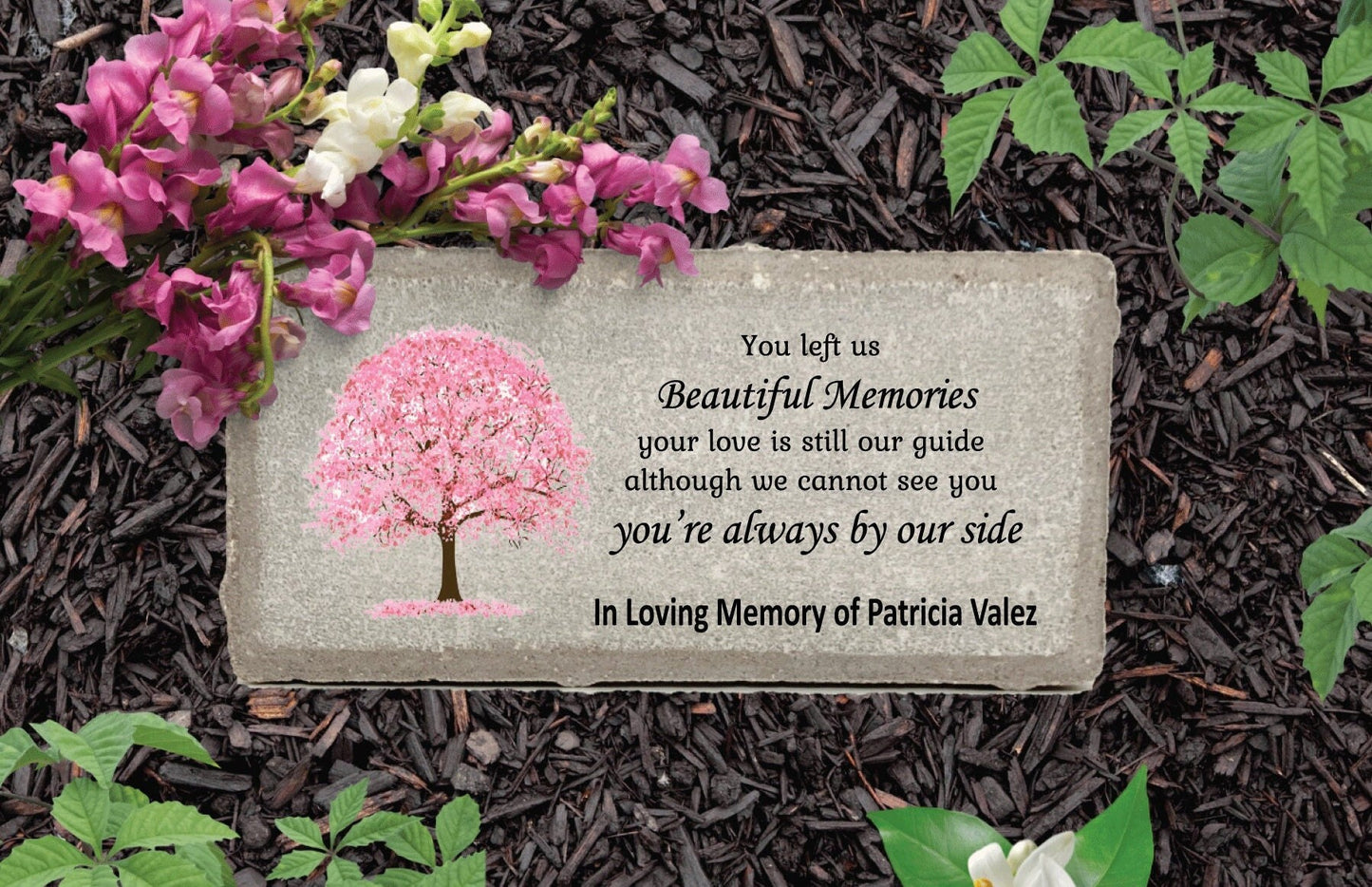 Memorial Stone - Sympathy Gift  Bereavement Gift  Funeral Gift - Pink Tree - Condolence Gift - Custom Memorial Gift -Flowering tree memorial