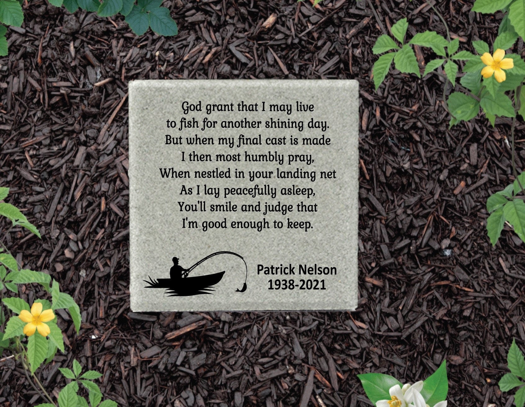 Fisherman Memorial Stone - Personalized Sympathy Gift for Family and Friend  – Florida-Funshine