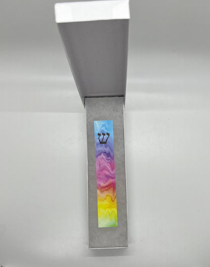 Rainbow Colored Pattern Mezuzah - Can be Personalized