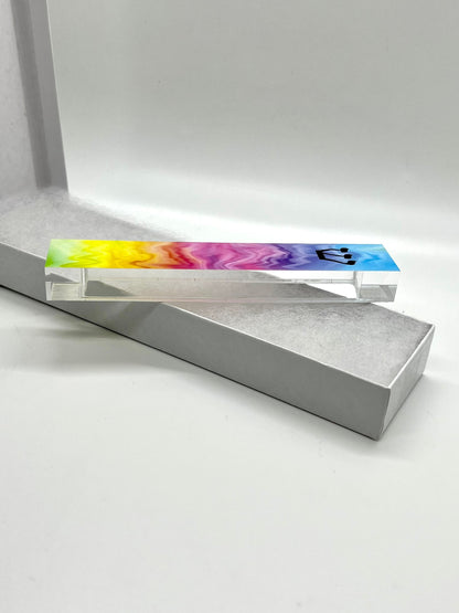 Rainbow Colored Pattern Mezuzah - Can be Personalized