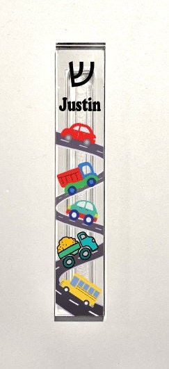 Cars Trucks and Bus Personalized Mezuzah