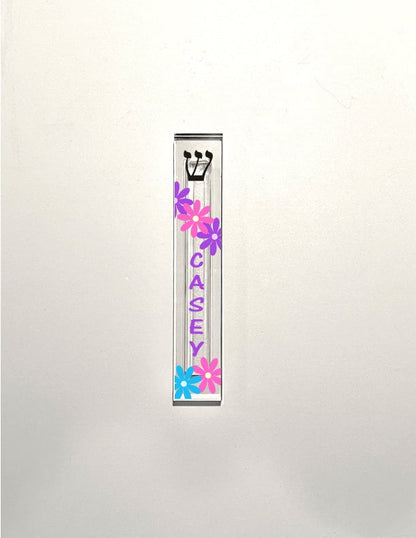 Flower Mezuzah - Personalized Girls Acrylic Mezuzah