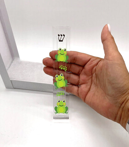 Frog Mezuzah - Acrylic Mezuzah - Personalized Judaica Gift - New Baby Gift - New Home Gift - Frog Theme - Lucite Mezuzah - Modern Mezuzah